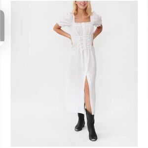 NWT! SLEEPER MARQUISE LINEN DRESS IN WHITE S! Gorgeous!